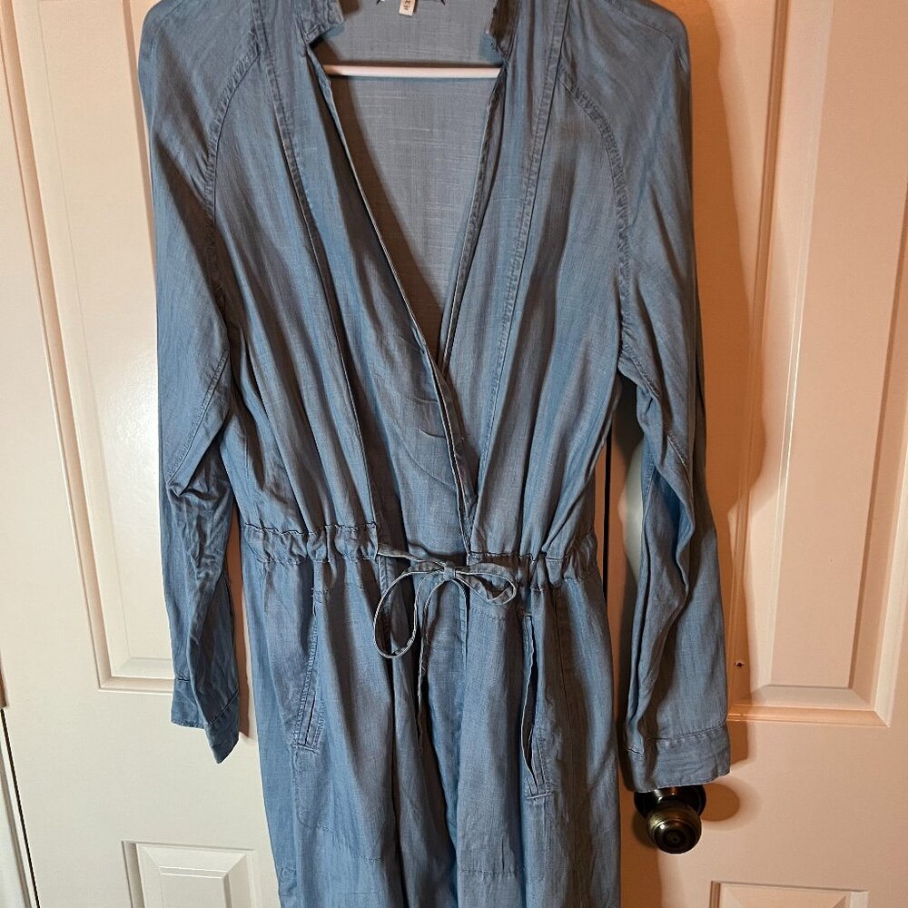 LOFT Lou & Grey Denim Wrap Dress with Drawstring Waist Size Medium